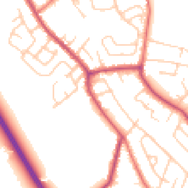 Daytime road noise heatmap for WA11 8HE