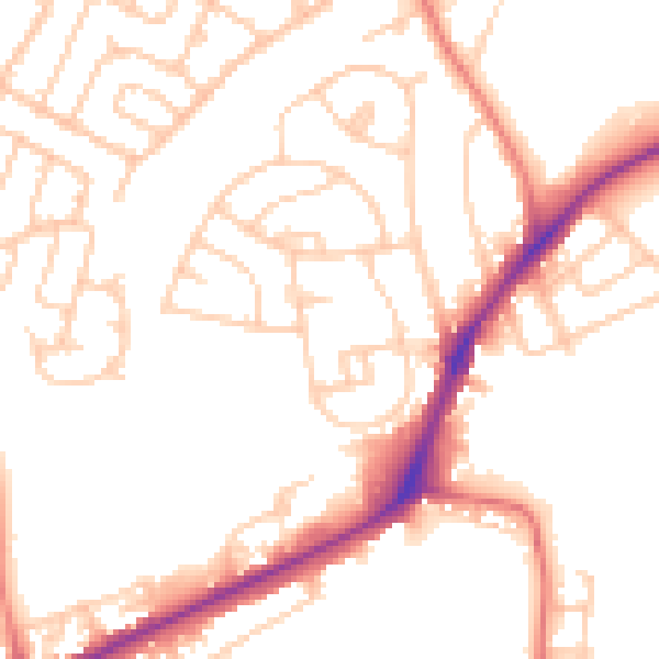 Daytime road noise heatmap for WA11 9BH