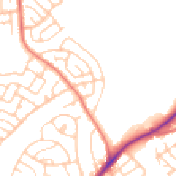 Daytime road noise heatmap for WA11 9HE