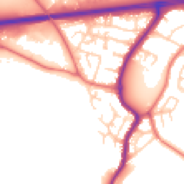Daytime road noise heatmap for WA11 9HP