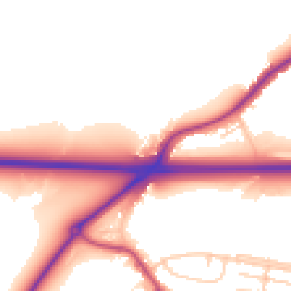 Daytime road noise heatmap for WA11 9RS