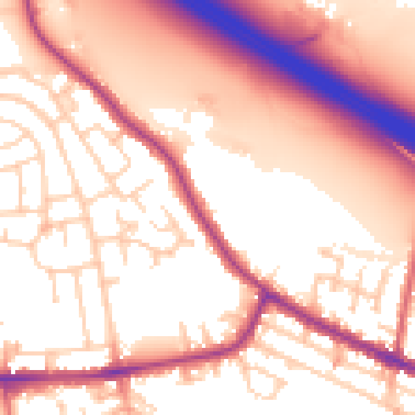 Daytime road noise heatmap for WA12 0AE