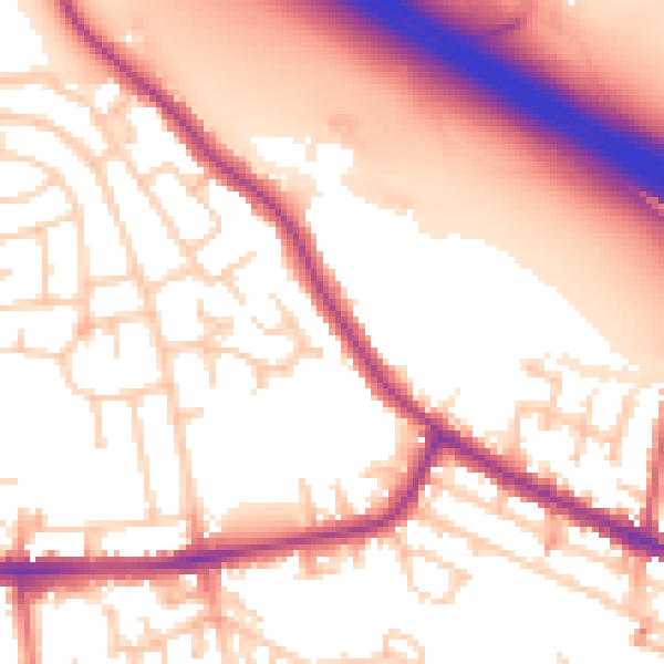 Daytime road noise heatmap for WA12 0AG
