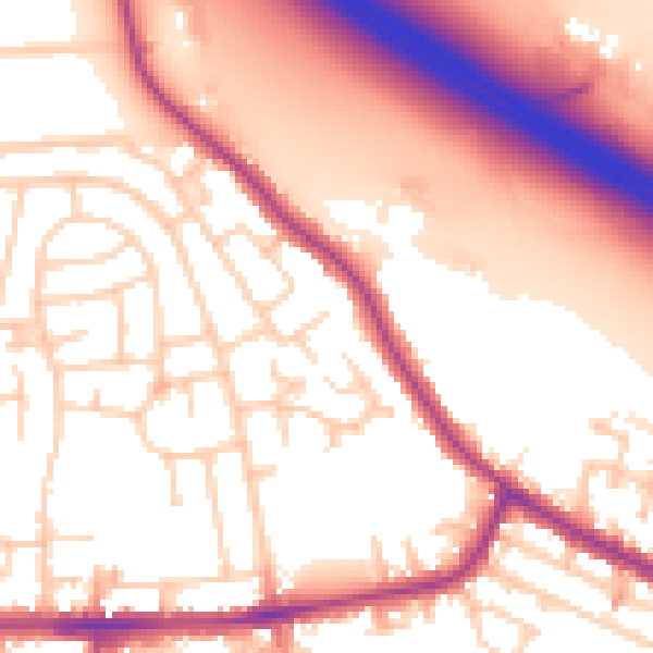 Daytime road noise heatmap for WA12 0AS