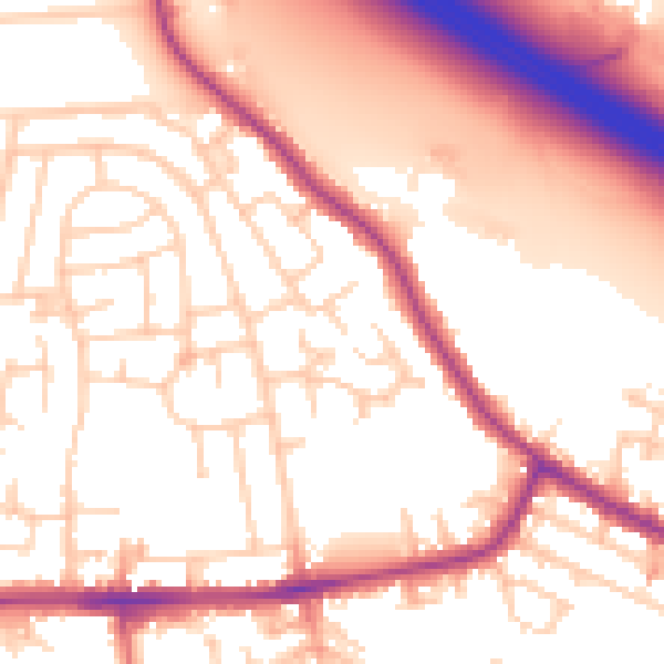 Daytime road noise heatmap for WA12 0AY