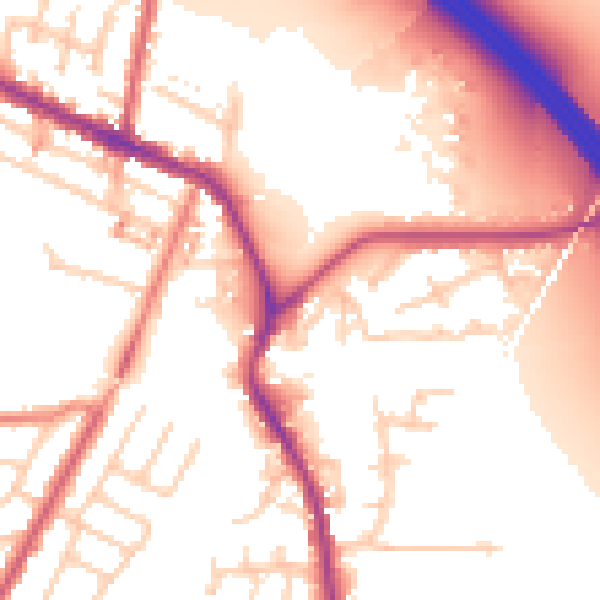 Daytime road noise heatmap for WA12 0BG
