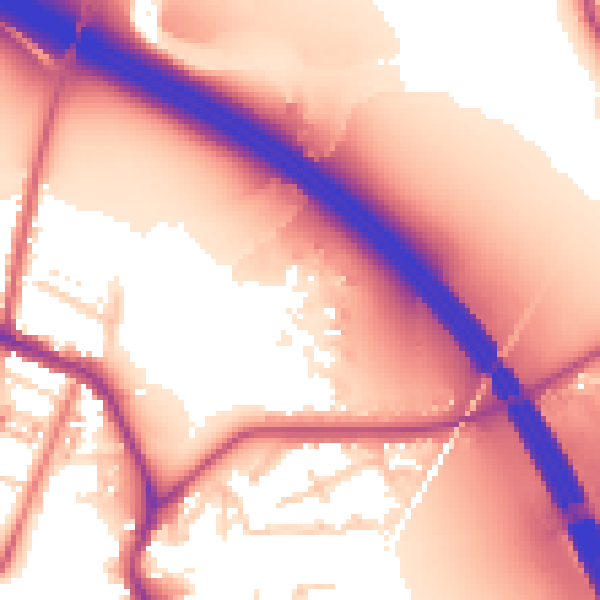 Daytime road noise heatmap for WA12 0BH