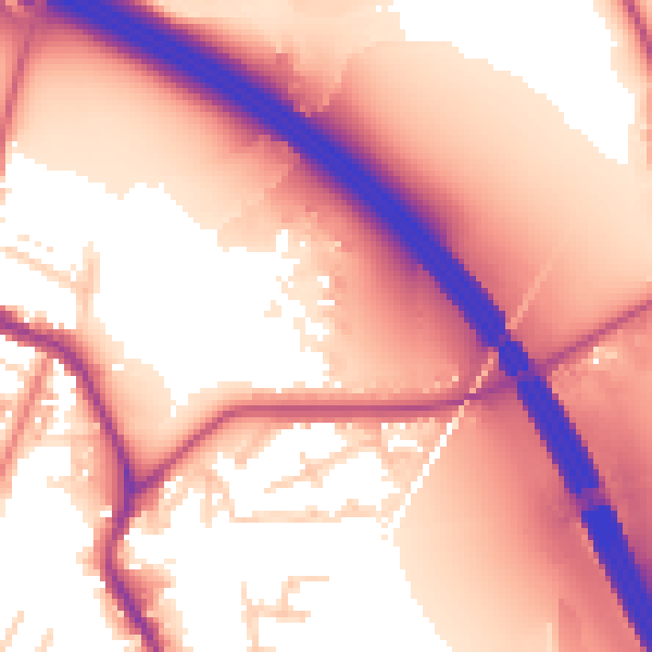 Daytime road noise heatmap for WA12 0BJ