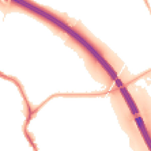 Night-time road noise heatmap for WA12 0BJ