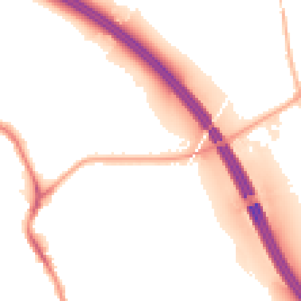 Night-time road noise heatmap for WA12 0BL
