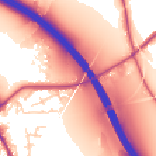 Daytime road noise heatmap for WA12 0BN