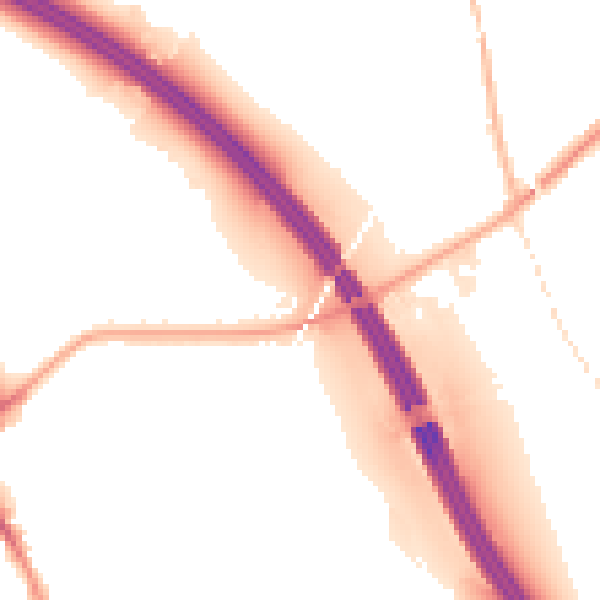 Night-time road noise heatmap for WA12 0BN