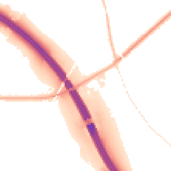 Night-time road noise heatmap for WA12 0BS