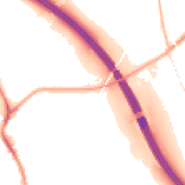 Night-time road noise heatmap for WA12 0BU