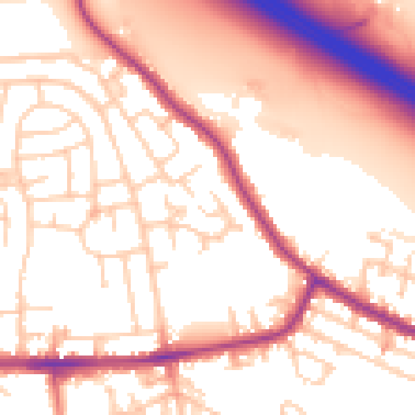 Daytime road noise heatmap for WA12 0BW