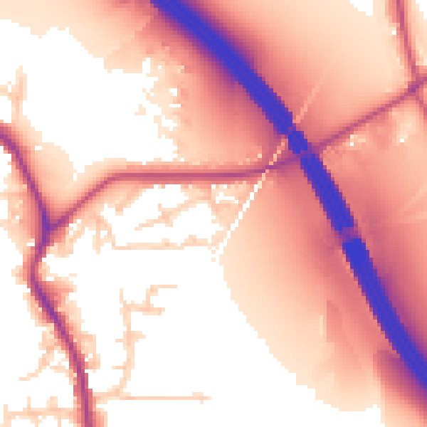 Daytime road noise heatmap for WA12 0BX