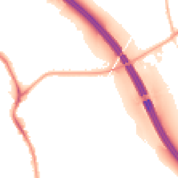 Night-time road noise heatmap for WA12 0BX
