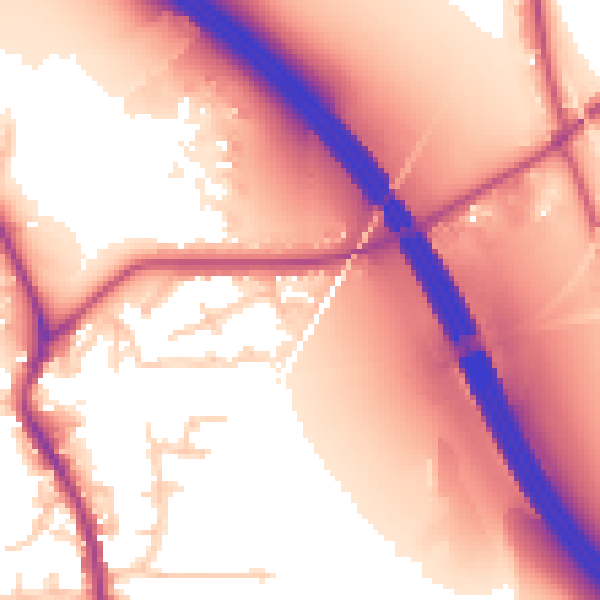 Daytime road noise heatmap for WA12 0BY