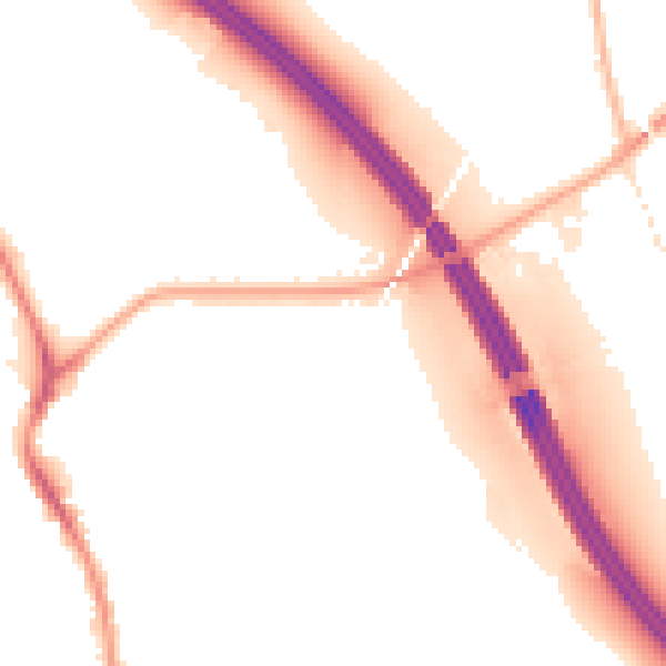 Night-time road noise heatmap for WA12 0BY