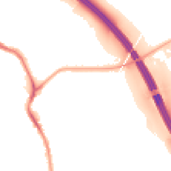 Night-time road noise heatmap for WA12 0BZ