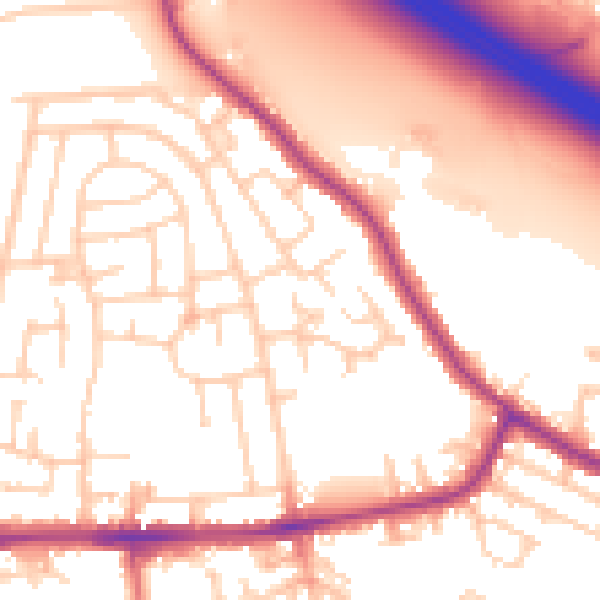 Daytime road noise heatmap for WA12 0DA