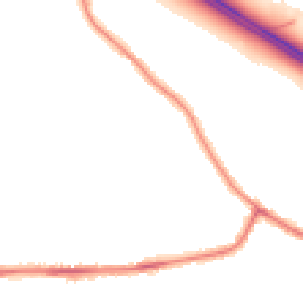 Night-time road noise heatmap for WA12 0DA