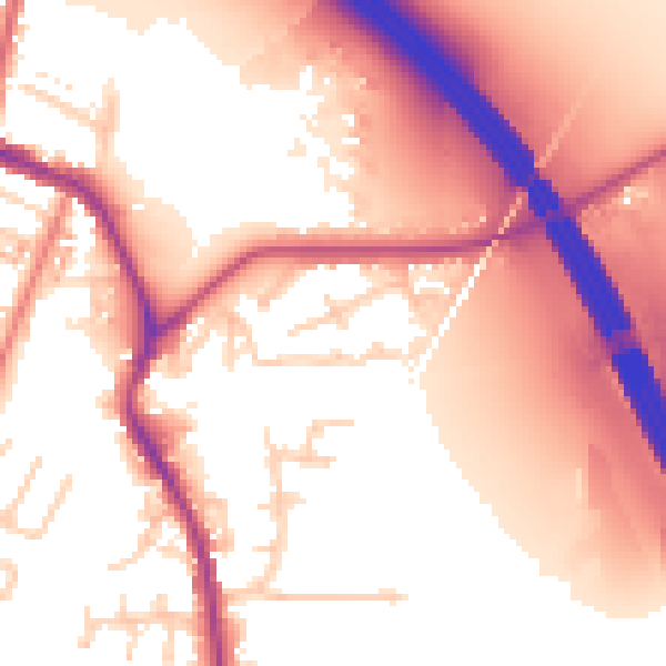 Daytime road noise heatmap for WA12 0DD