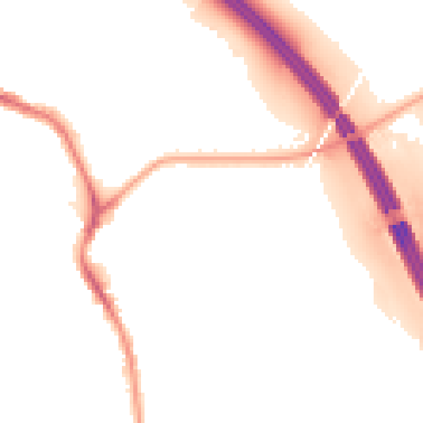 Night-time road noise heatmap for WA12 0DD