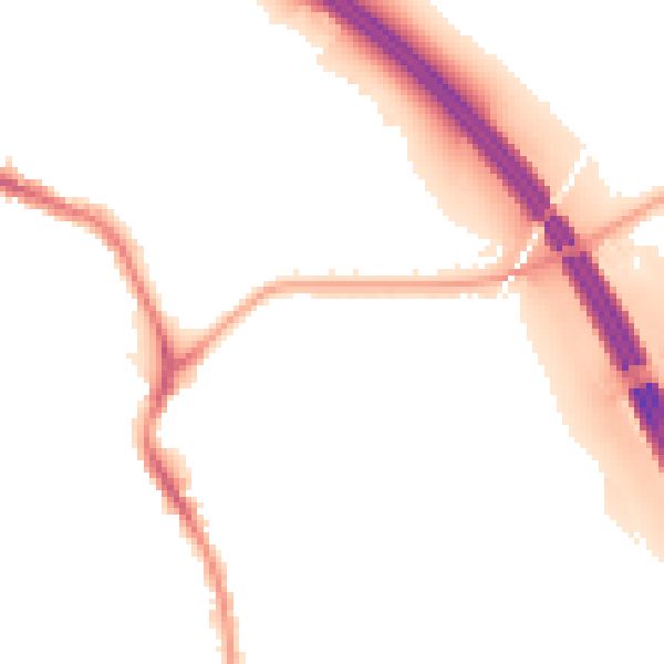 Night-time road noise heatmap for WA12 0DE