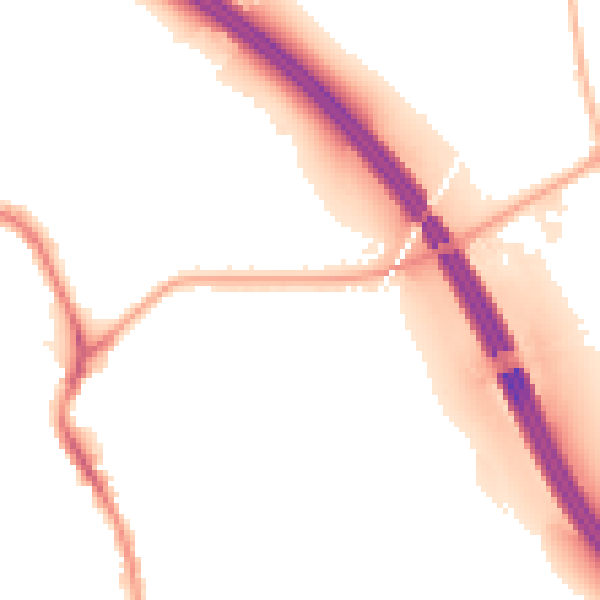 Night-time road noise heatmap for WA12 0DF