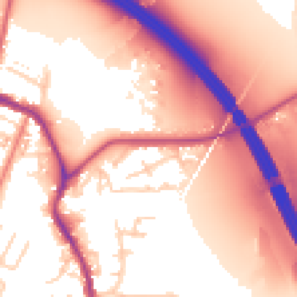 Daytime road noise heatmap for WA12 0DG