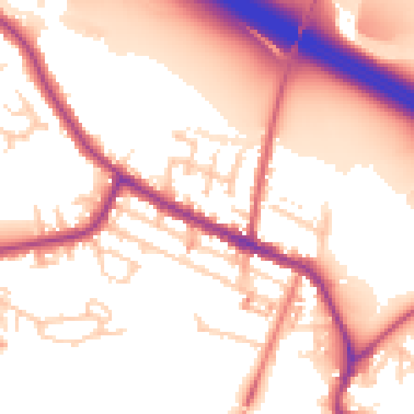 Daytime road noise heatmap for WA12 0DL