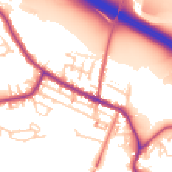 Daytime road noise heatmap for WA12 0DP