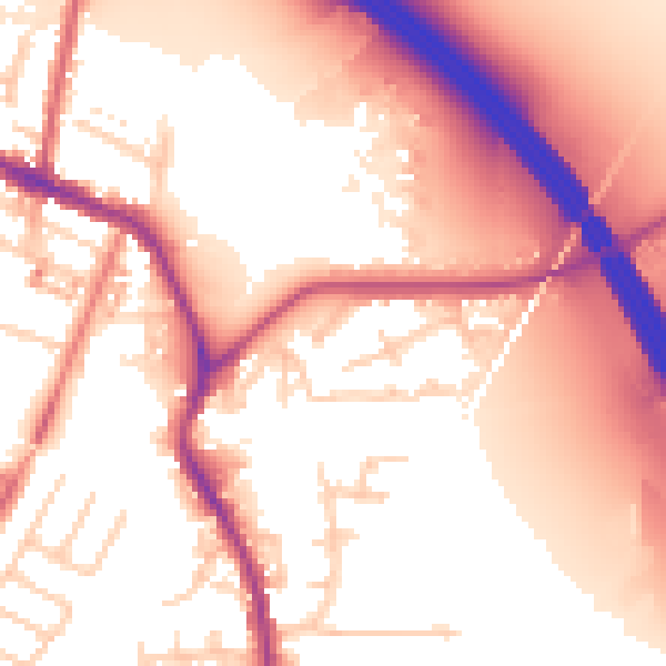 Daytime road noise heatmap for WA12 0DQ