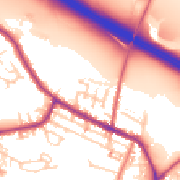 Daytime road noise heatmap for WA12 0DX
