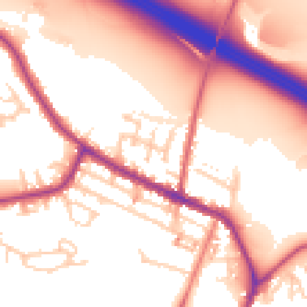 Daytime road noise heatmap for WA12 0DY
