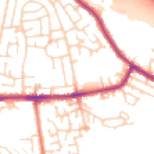 Daytime road noise heatmap for WA12 0EA