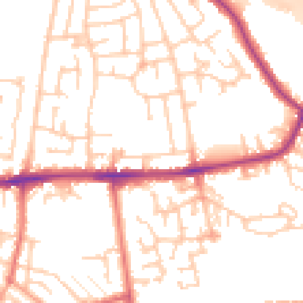 Daytime road noise heatmap for WA12 0EF