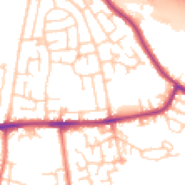 Daytime road noise heatmap for WA12 0EG