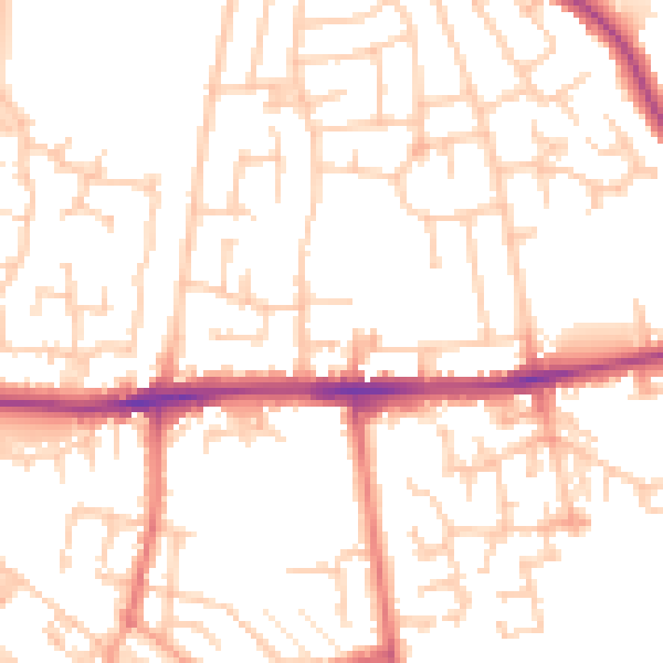 Daytime road noise heatmap for WA12 0GA