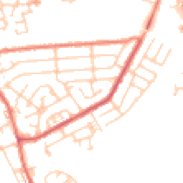 Daytime road noise heatmap for WA12 8AD