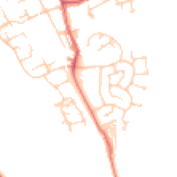 Daytime road noise heatmap for WA12 8AW