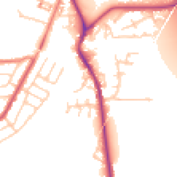 Daytime road noise heatmap for WA12 8BD
