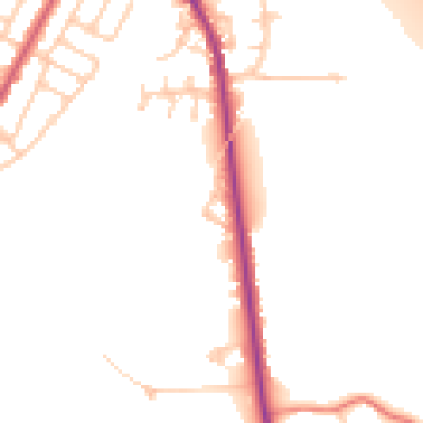 Daytime road noise heatmap for WA12 8EE