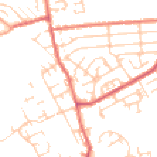 Daytime road noise heatmap for WA12 8GZ