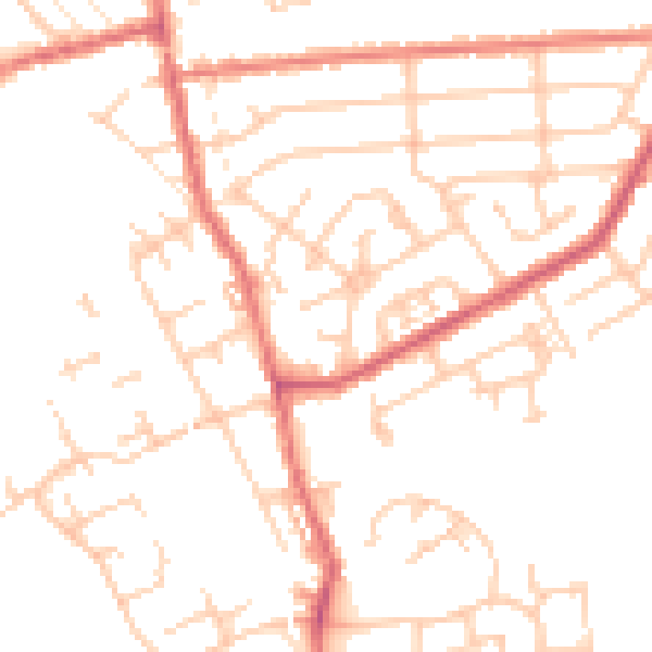Daytime road noise heatmap for WA12 8HD