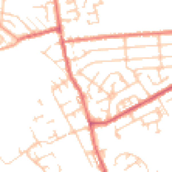 Daytime road noise heatmap for WA12 8HH