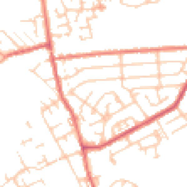 Daytime road noise heatmap for WA12 8HJ
