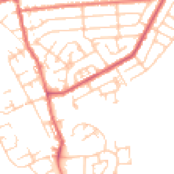 Daytime road noise heatmap for WA12 8NL