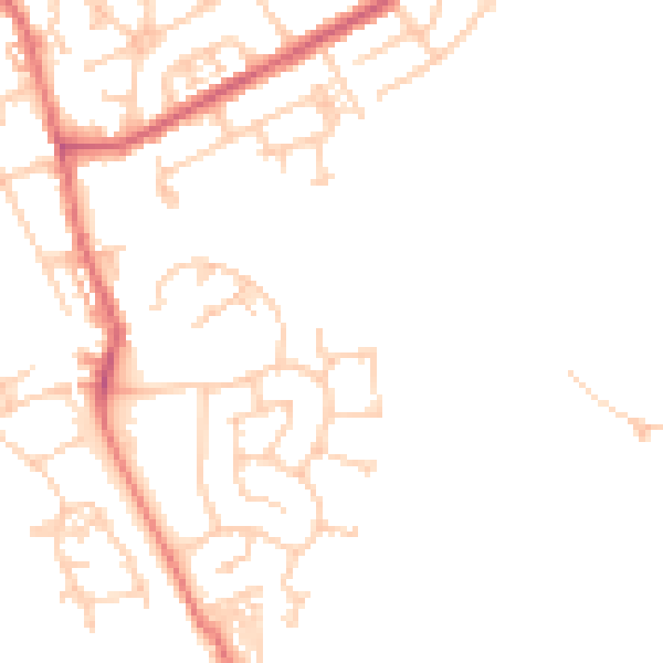 Daytime road noise heatmap for WA12 8NQ